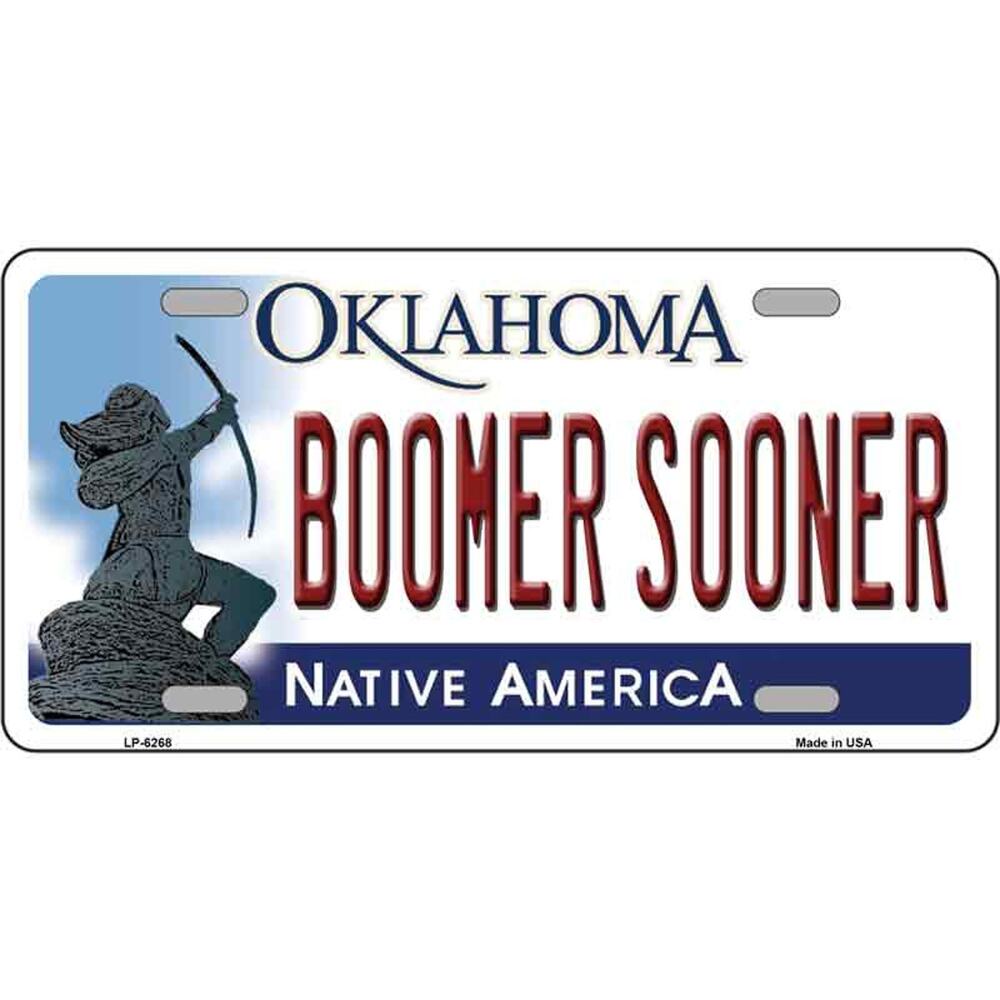 Boomer Sooners License Plate Metal Football NCAA Oklahoma New Sign OU Auto